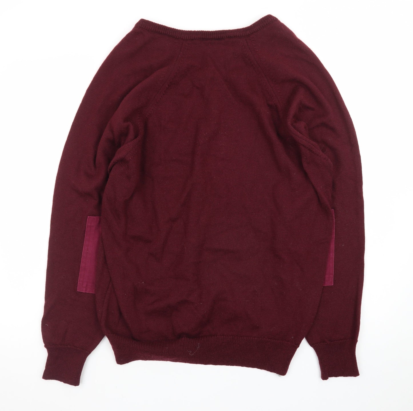 Resaknit Men Red Wool V-Neck Pullover Jumper XL