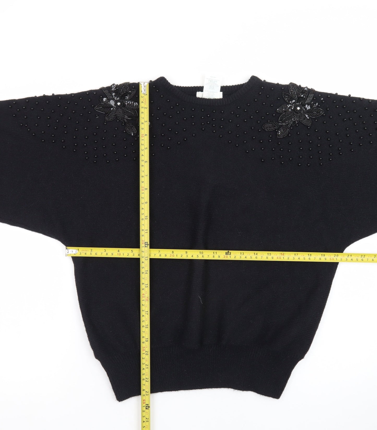 Marks and Spencer Women’s Black Beaded Knit Jumper Size 14/16