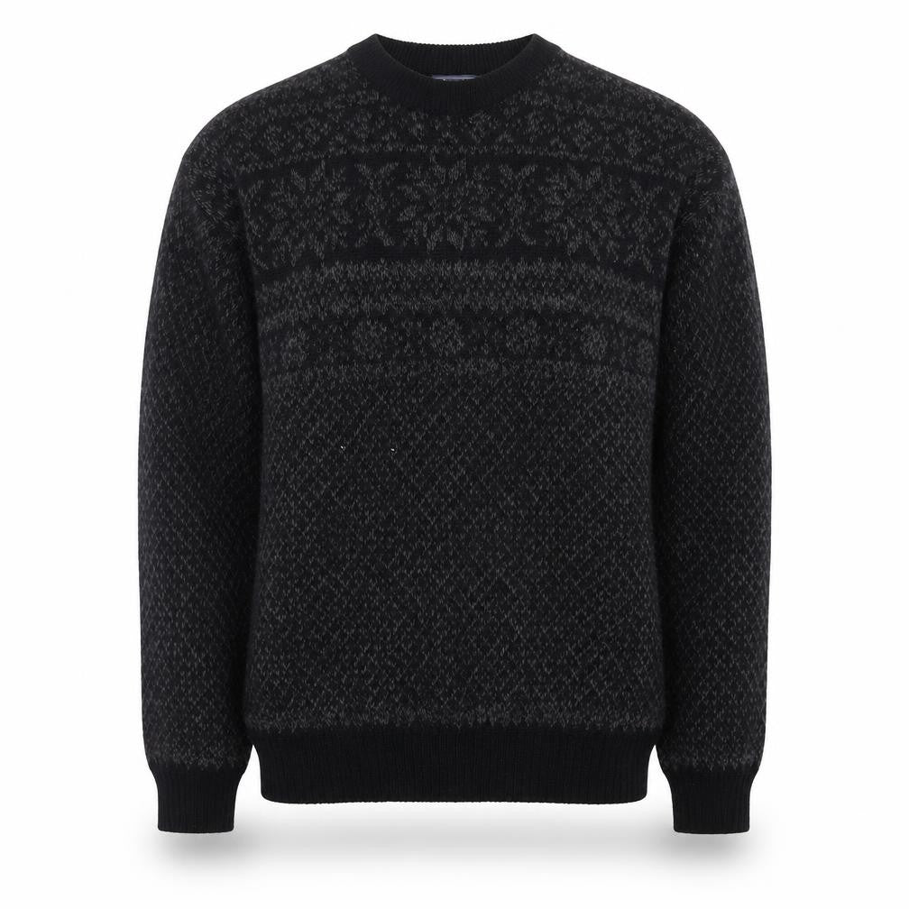 Basic Editions Men Black XL Fair Isle Acrylic Pullover Jumper