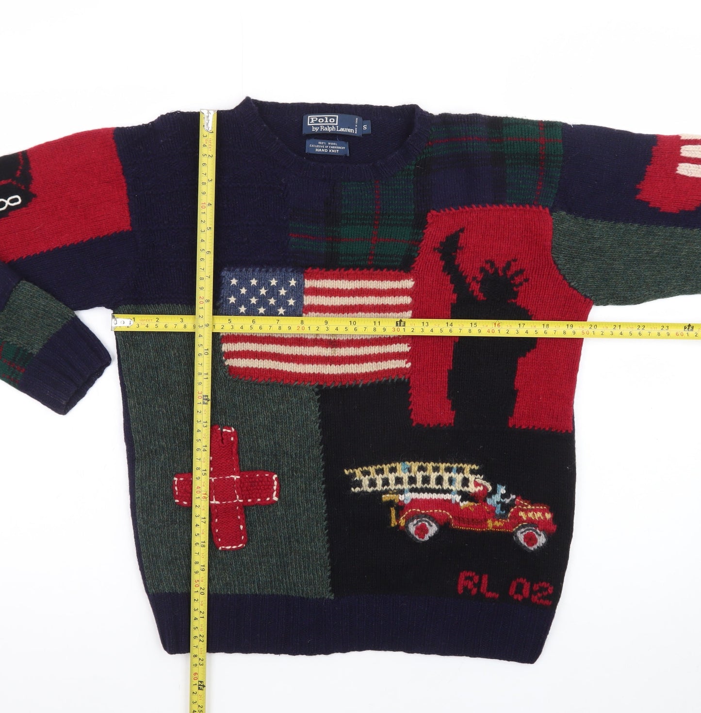 Ralph Lauren Men's Multicoloured Wool Hand Knit Graphic Jumper S