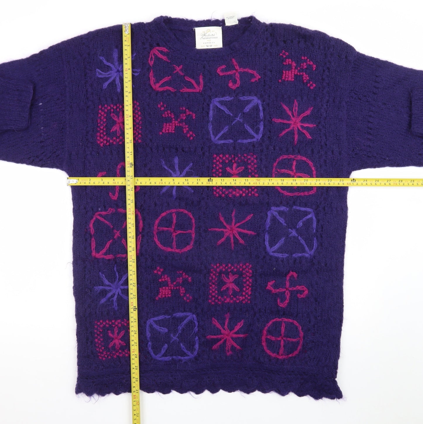 Cie Internationale Express Purple Mohair Blend Women's Large Handknit Jumper