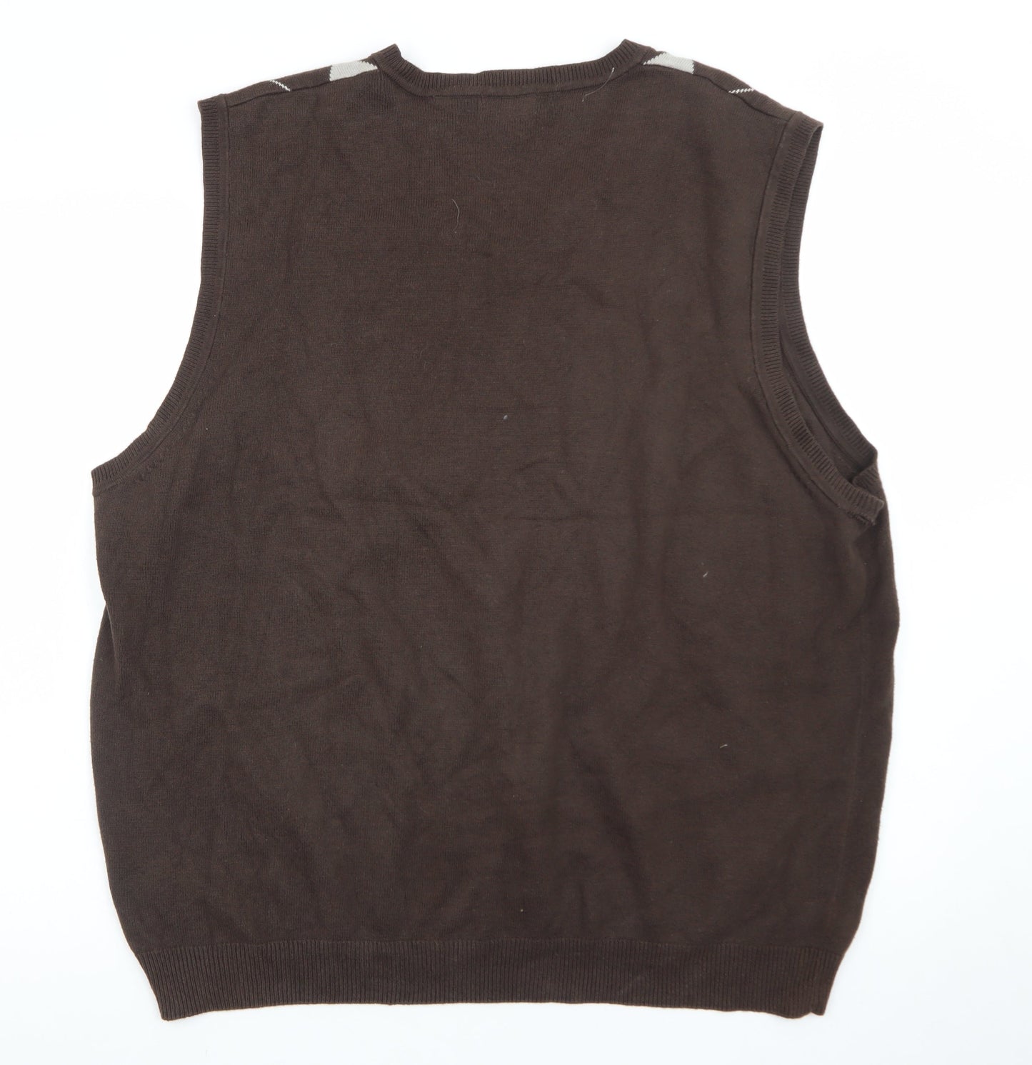 Van Heusen Men's Brown Argyle Cotton Sweater Vest XL