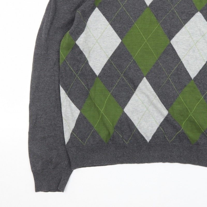 Additional view of Le Château Men’s Grey Argyle V-Neck Knit jumper L