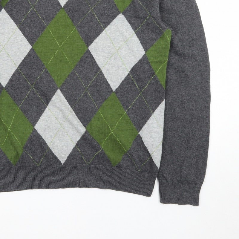 Additional view of Le Château Men’s Grey Argyle V-Neck Knit jumper L