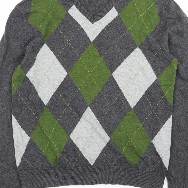 Additional view of Le Château Men’s Grey Argyle V-Neck Knit jumper L