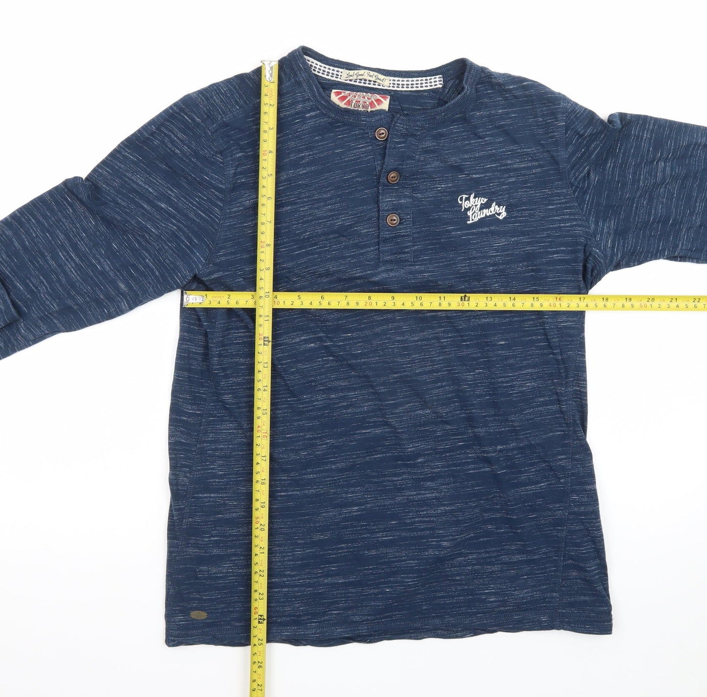 Tokyo Laundry Men's Blue Henley Long Sleeve T-Shirt Size M