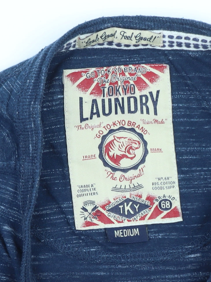 Tokyo Laundry Men's Blue Henley Long Sleeve T-Shirt Size M