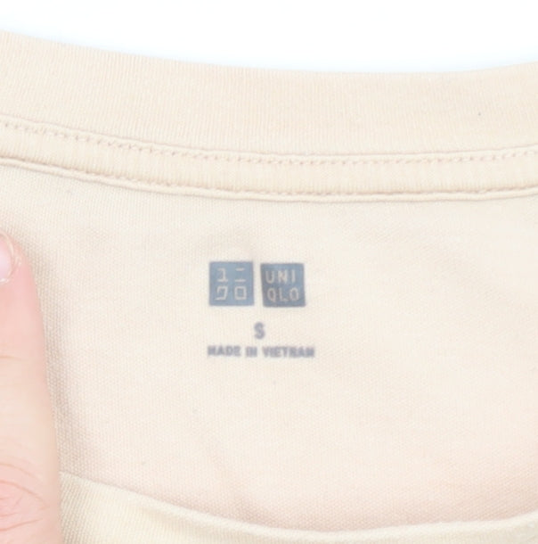Uniqlo Women's Beige Long Sleeve Cotton Stretch T-Shirt Size S