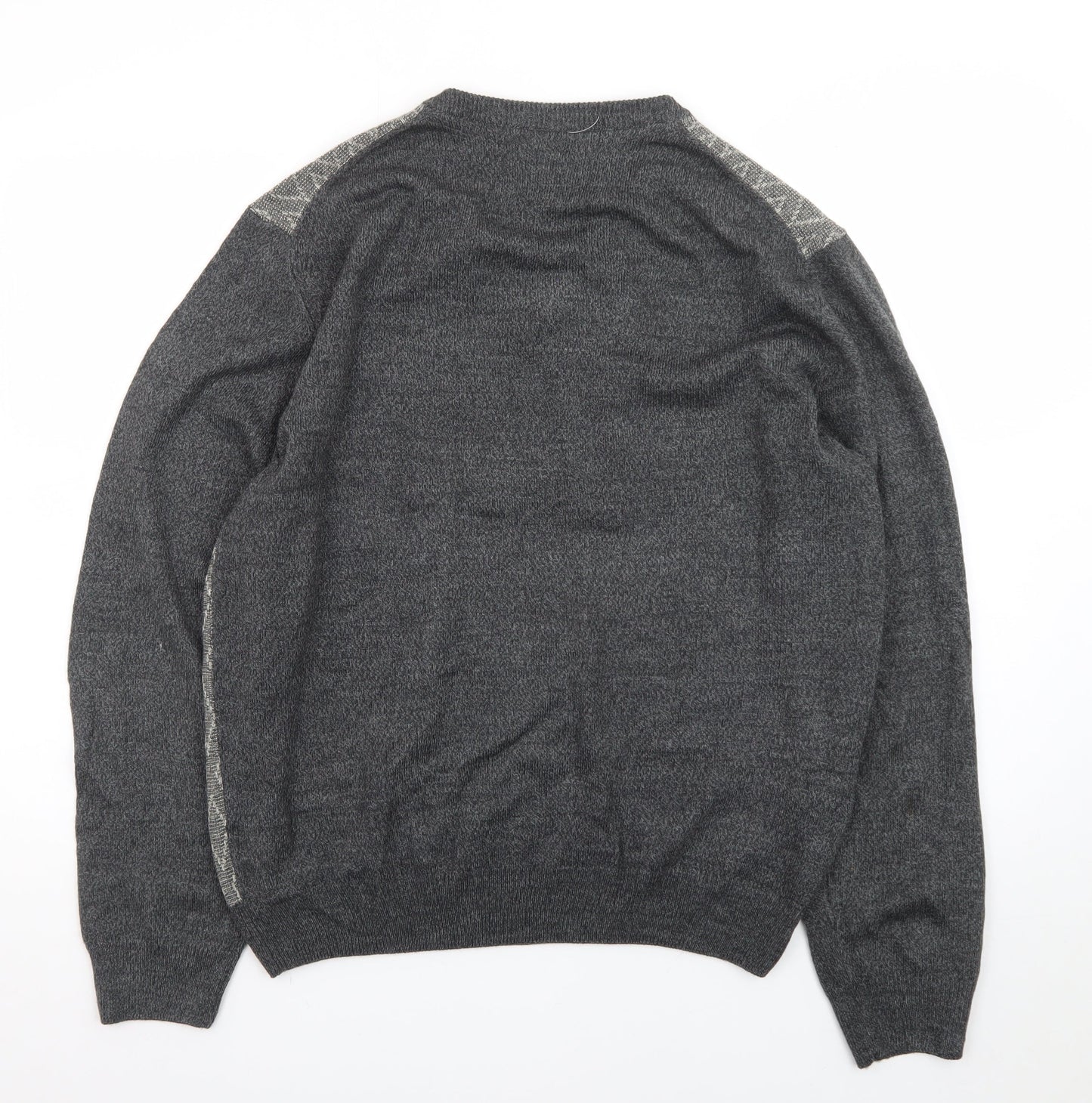Weatherproof Men's Grey Argyle V-Neck Acrylic Jumper Size L