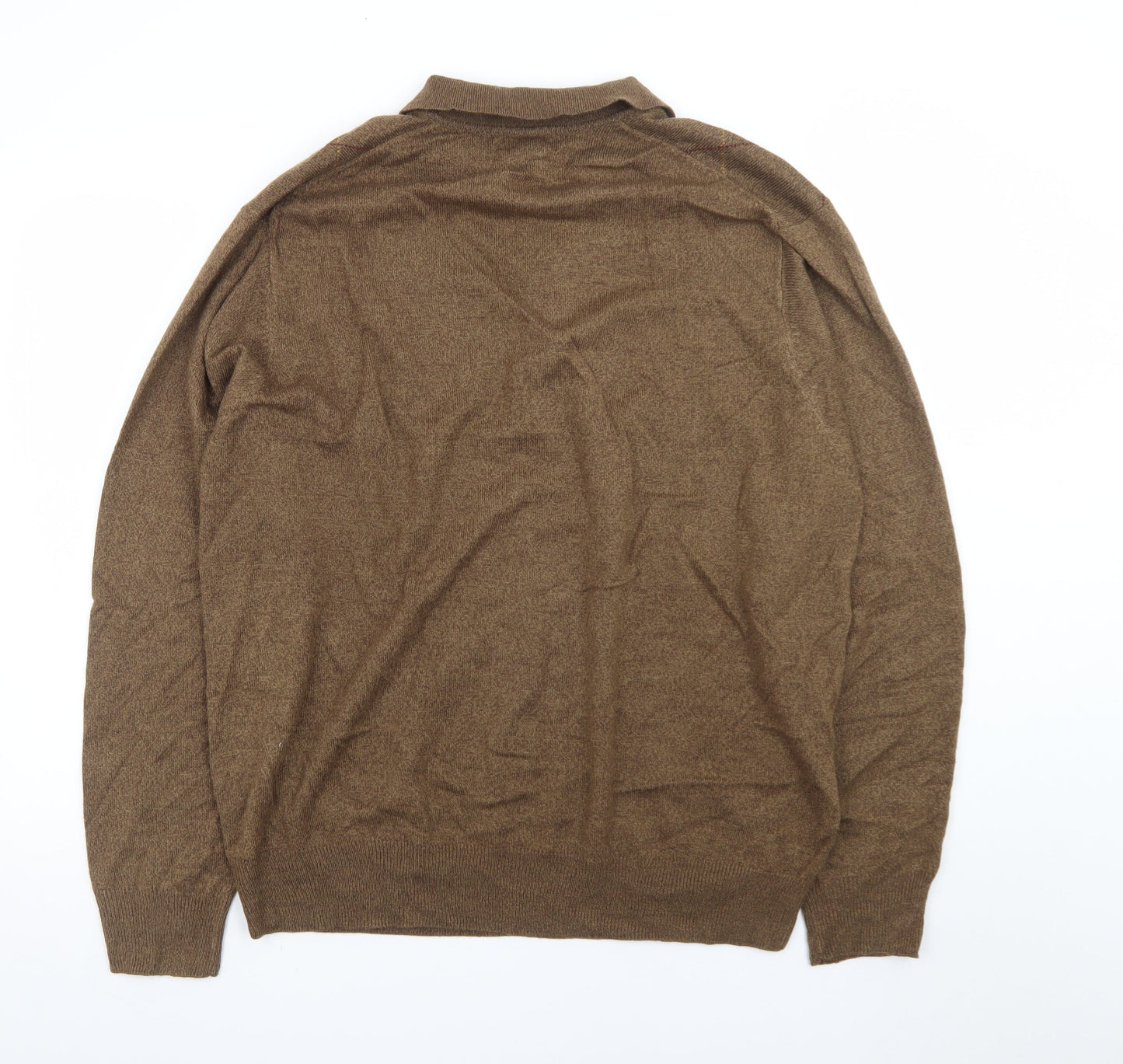 Dockers Mens Brown Argyle Collared Henley Jumper XL