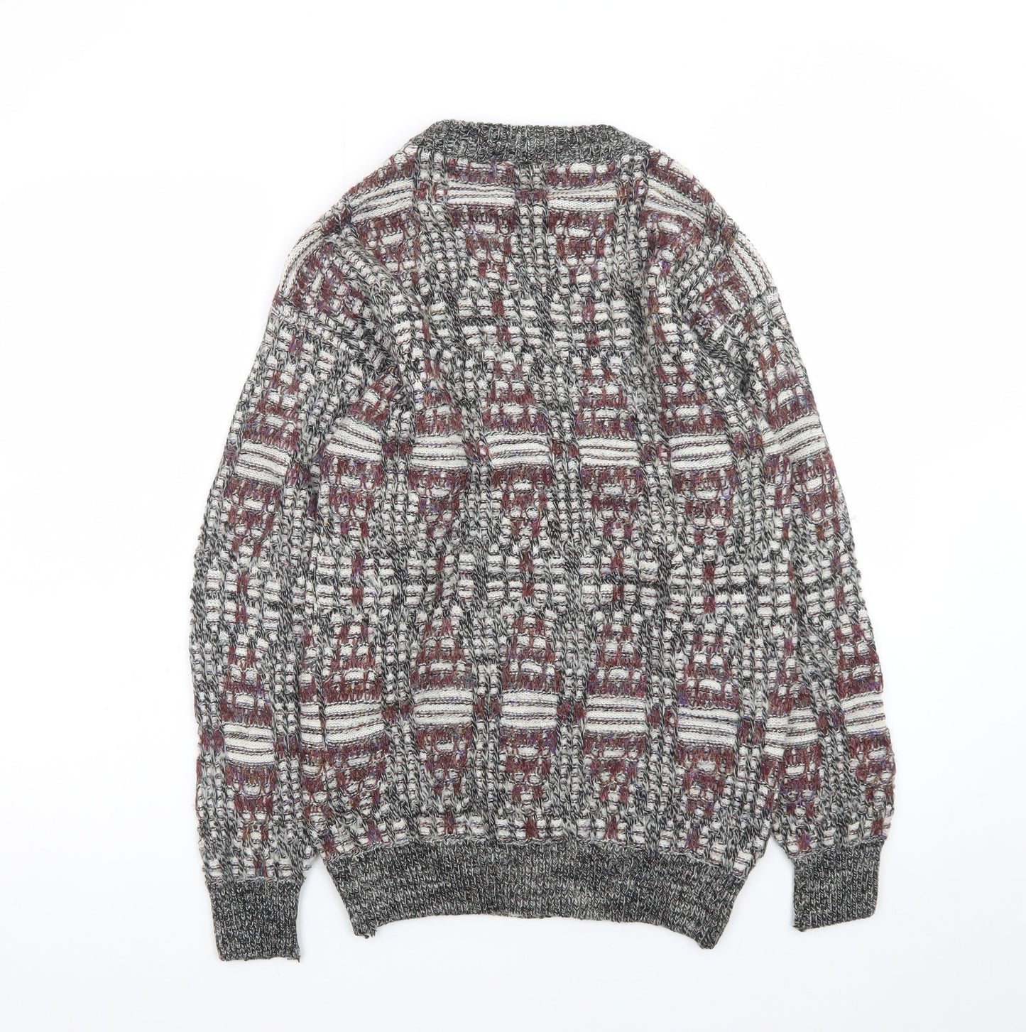 Cambio Italia Men's Grey Geometric Wool Acrylic Knit Jumper M