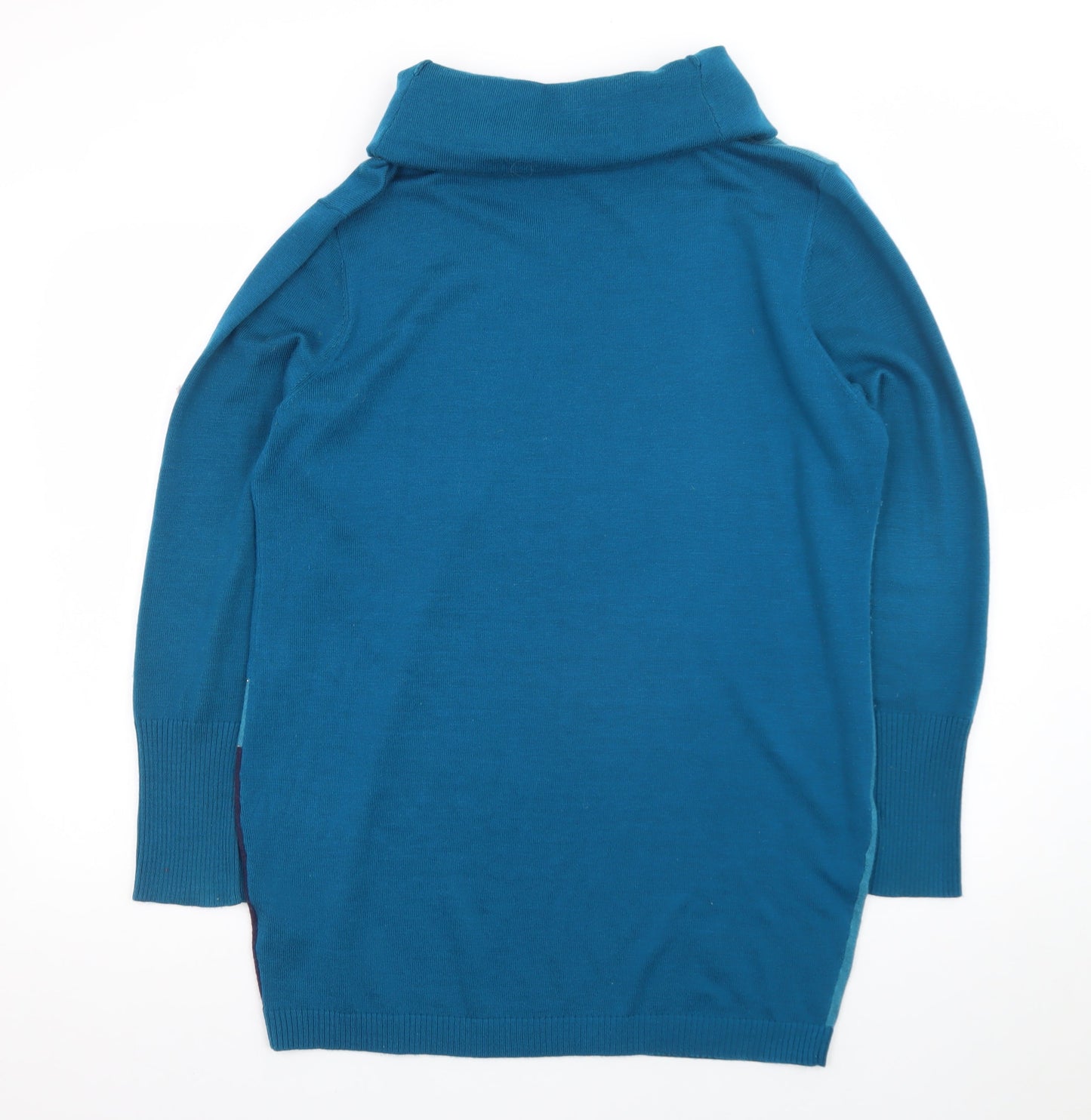 Roman Women’s Blue Colourblock Roll Neck Jumper Dress Size 18
