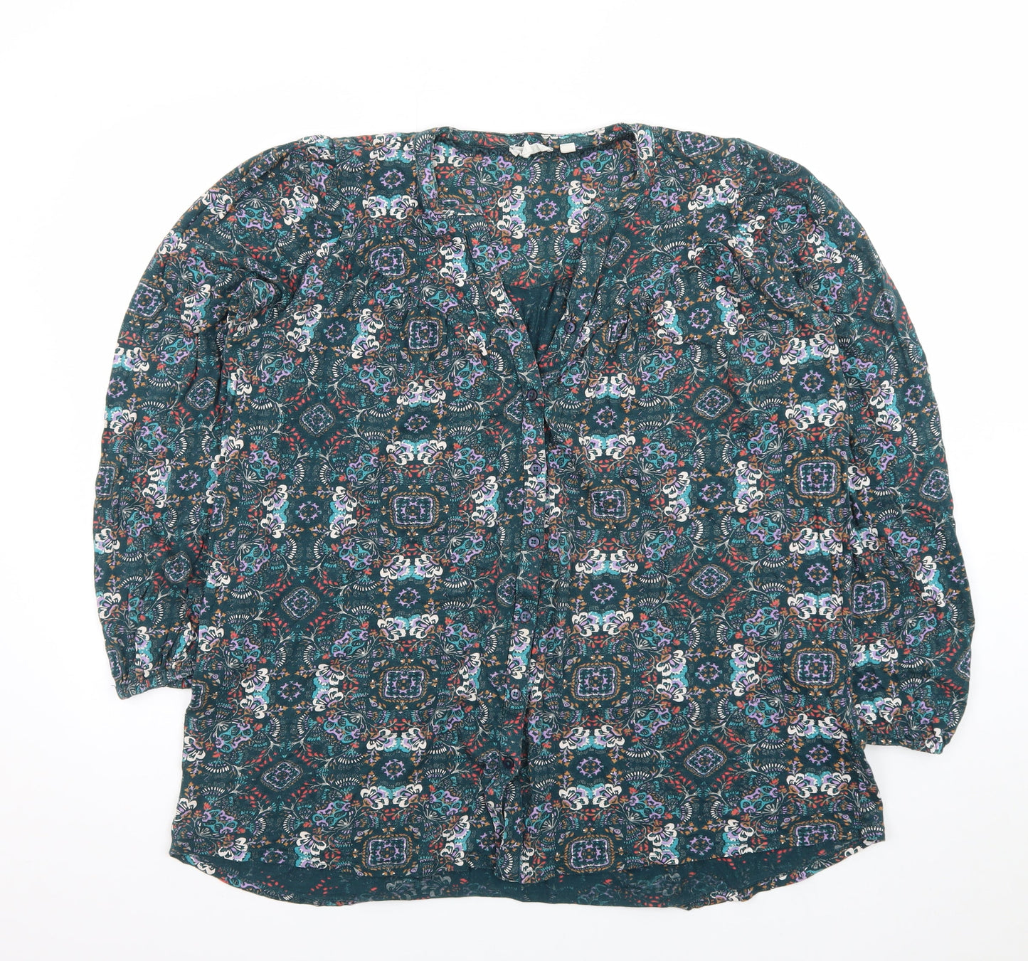 Fat Face Womens Blue Floral Bohemian Viscose Tunic Blouse UK 12