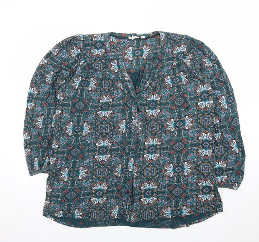 Fat Face Womens Blue Floral Bohemian Viscose Tunic Blouse UK 12