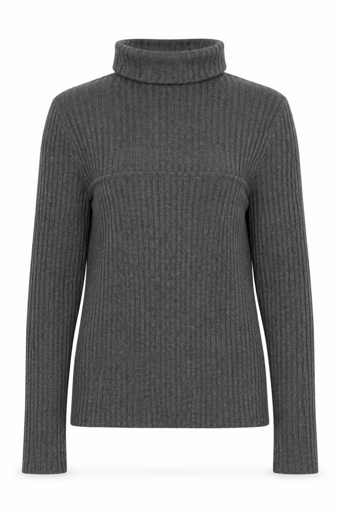 River Island Women’s Grey High Neck Ribbed Knit Jumper Size 8