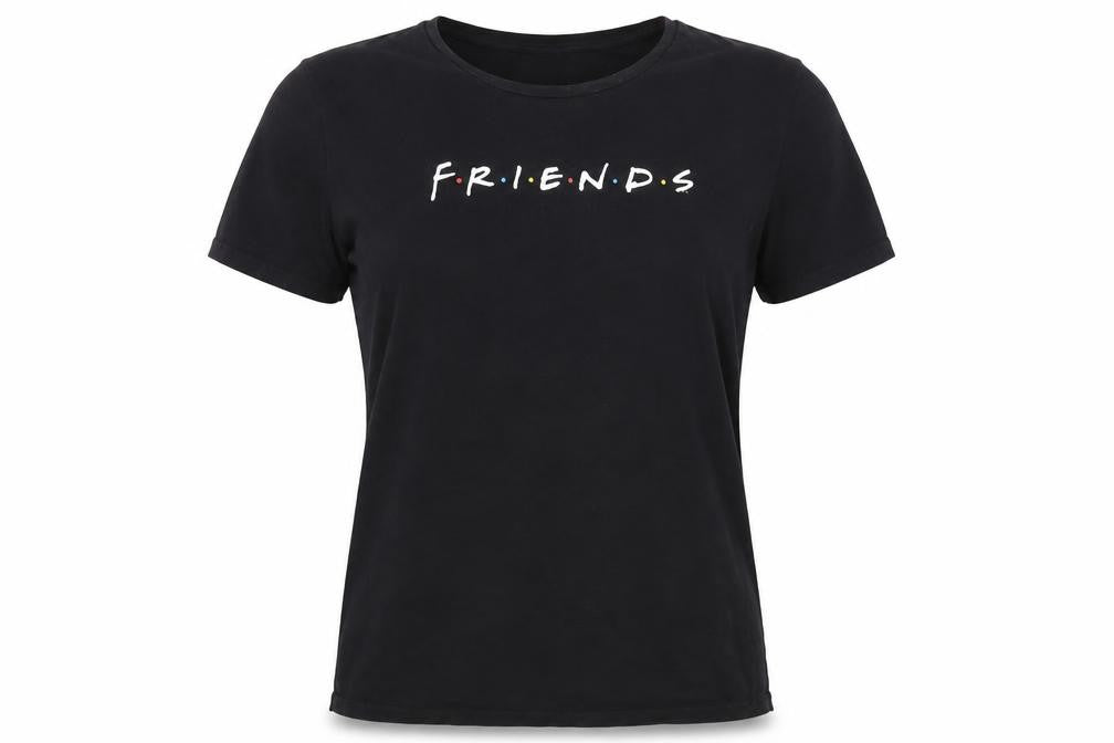 FRIENDS Womens Black Cotton T-Shirt Size 10 Short Sleeve Crew Neck