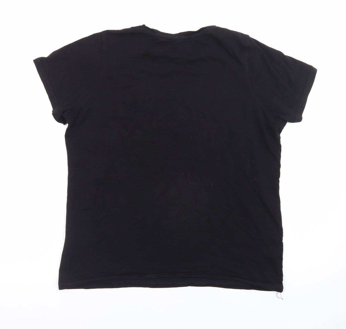 FRIENDS Womens Black Cotton T-Shirt Size 10 Short Sleeve Crew Neck