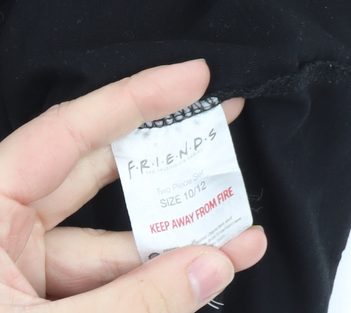 FRIENDS Womens Black Cotton T-Shirt Size 10 Short Sleeve Crew Neck