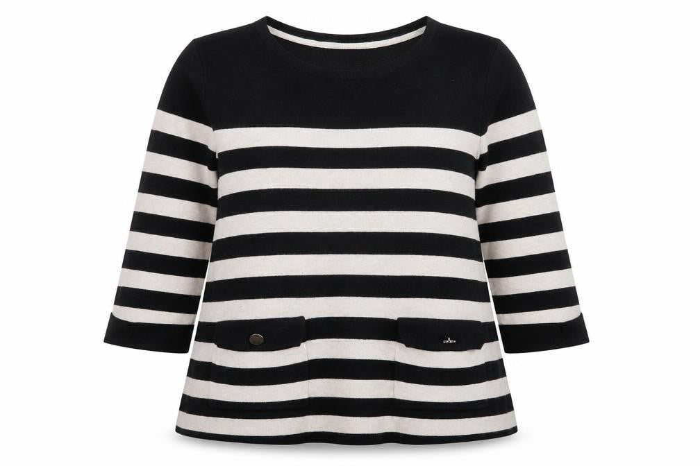 Marks & Spencer Women’s Black Striped Tunic Top UK 12 3/4 Sleeve