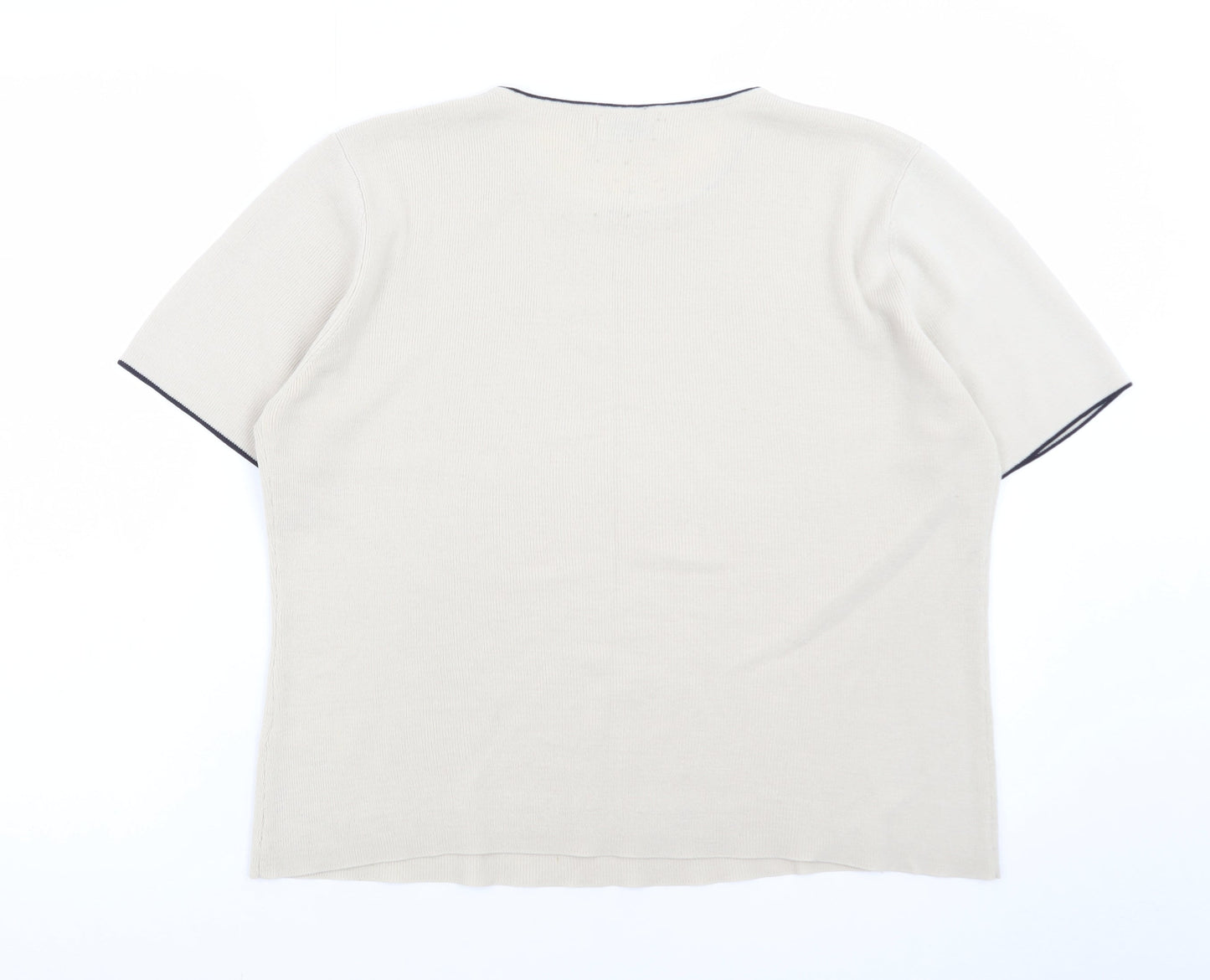 Berkertex Women Beige Short Sleeve Knit Jumper Size 14/16
