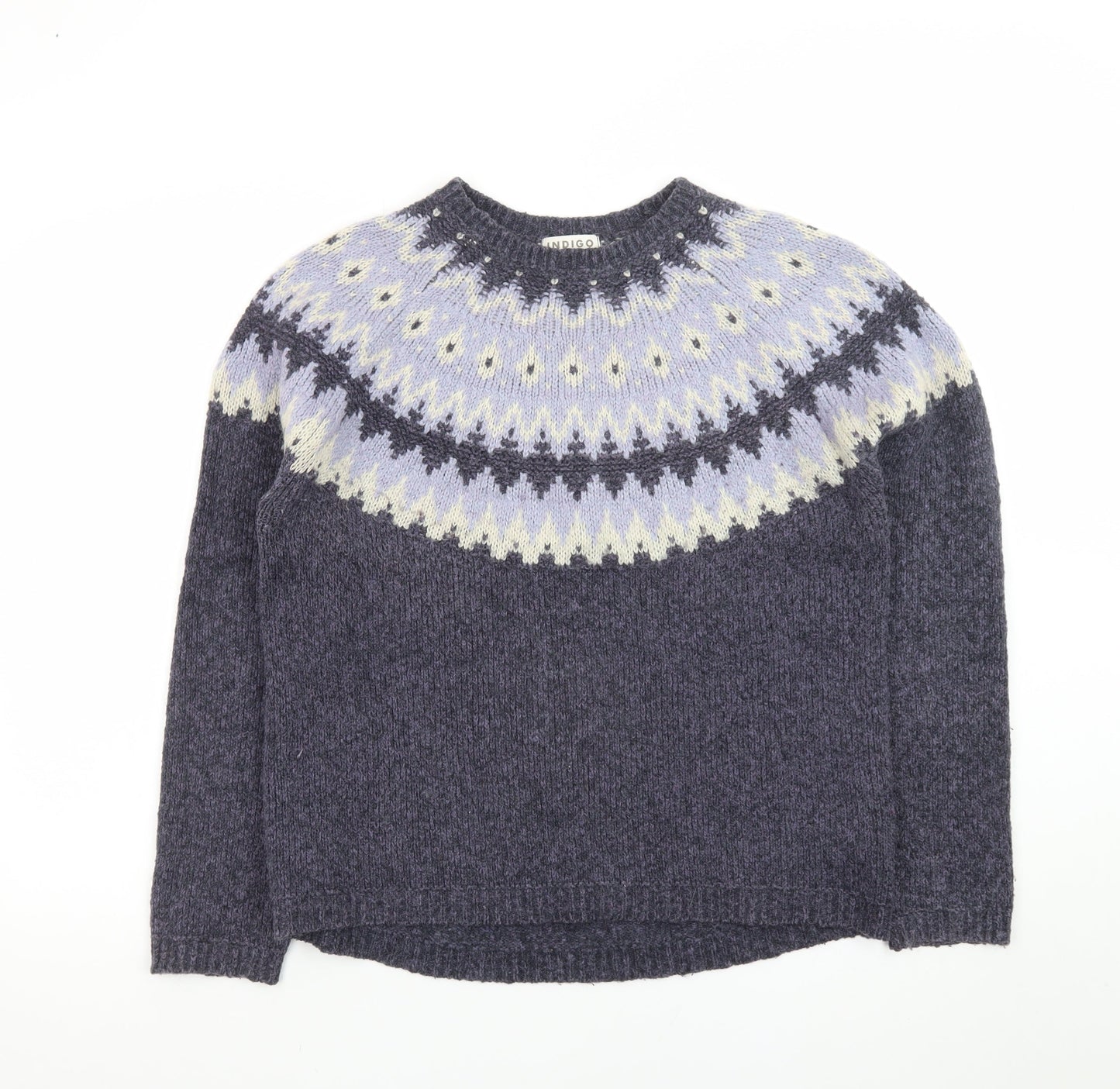 Marks and Spencer Women’s Grey Fair Isle Wool Blend Jumper Size 14