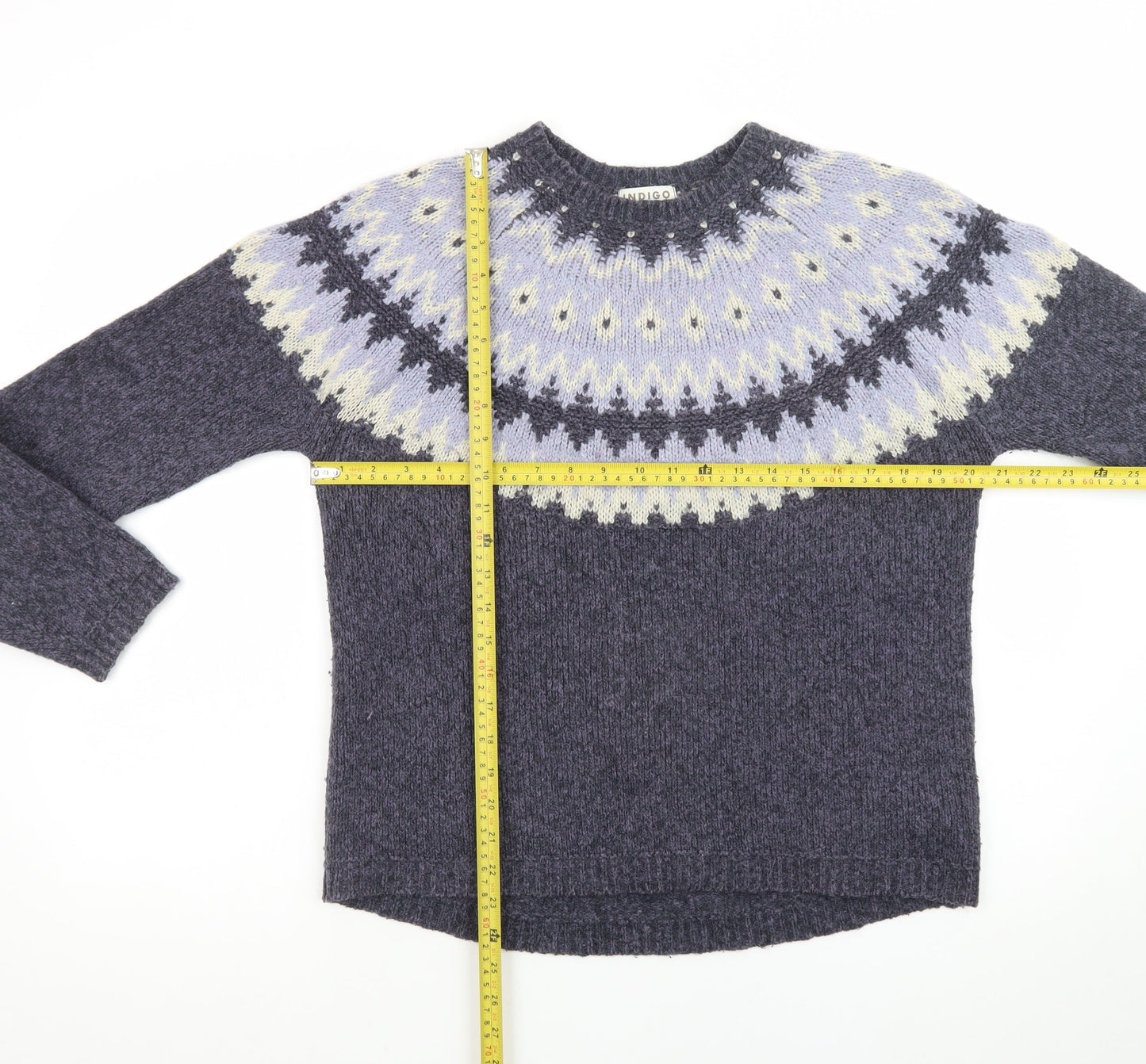 Marks and Spencer Women’s Grey Fair Isle Wool Blend Jumper Size 14
