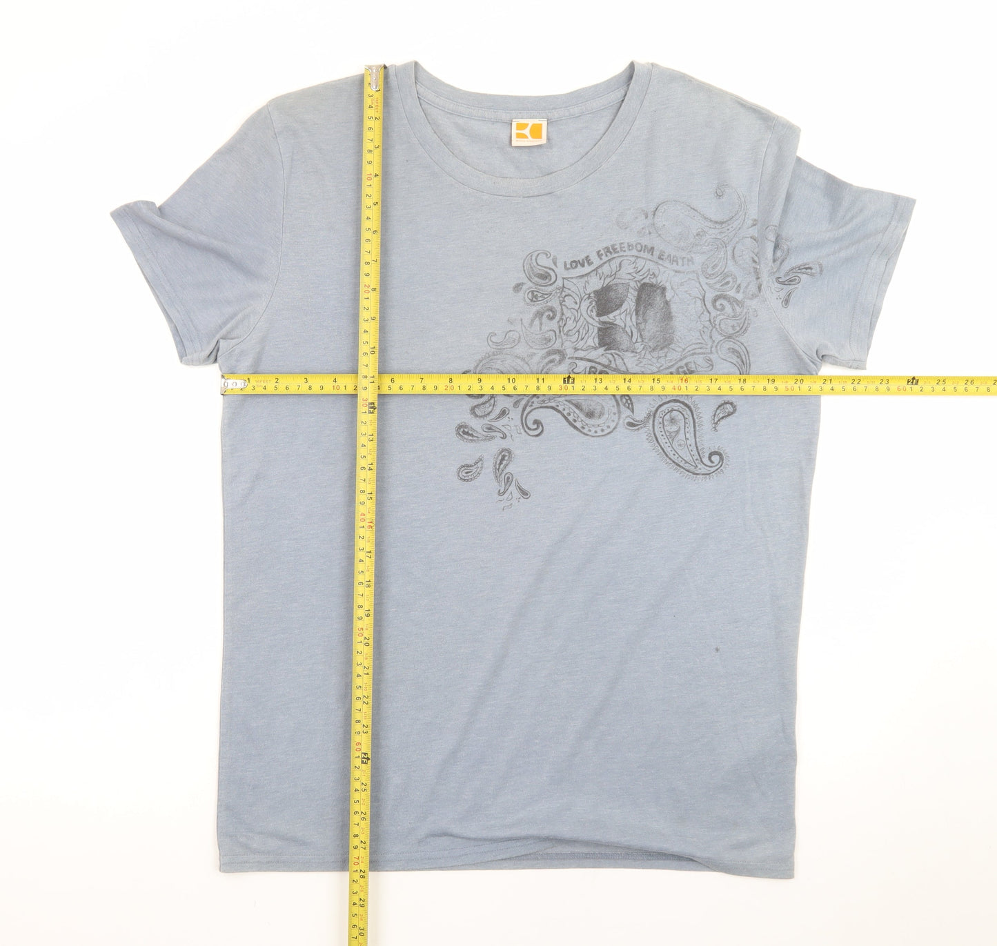 BOSS Orange Men's Blue Graphic Paisley Crew Neck Cotton T-Shirt M