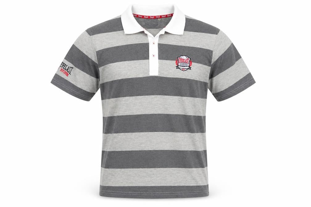 Everlast Men's Grey Striped Polo Shirt Size M Collared Sports Casual