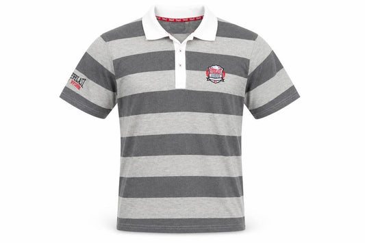 Everlast Men's Grey Striped Polo Shirt Size M Collared Sports Casual