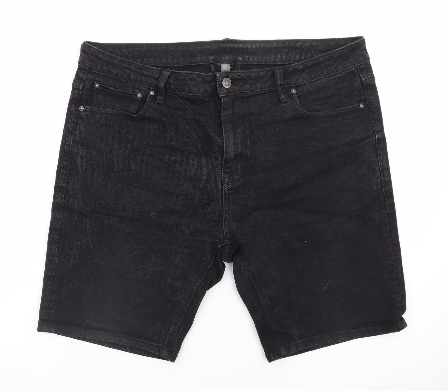 ASOS Women’s Black Denim Shorts Size 36 Mid Rise Cotton Blend