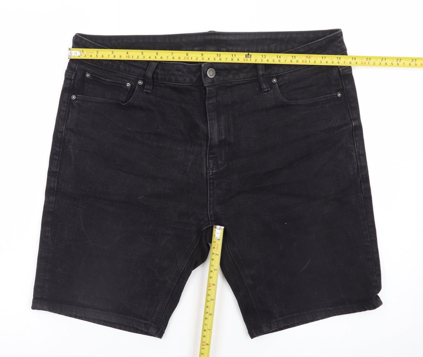 ASOS Women’s Black Denim Shorts Size 36 Mid Rise Cotton Blend