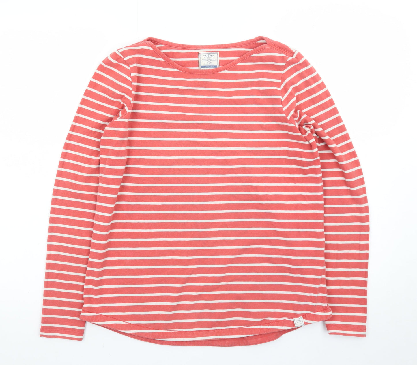 Fat Face Women Pink Striped Long Sleeve Cotton Breton T-Shirt UK 12