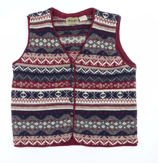 Alibi Women’s Multicoloured Fair Isle Wool Knit Vest L