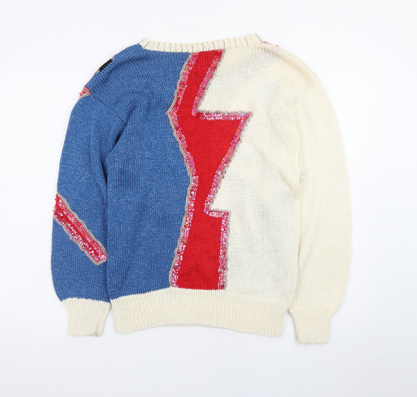 Nannell Women's Multicoloured 80s Sequin Knit Pullover Jumper M