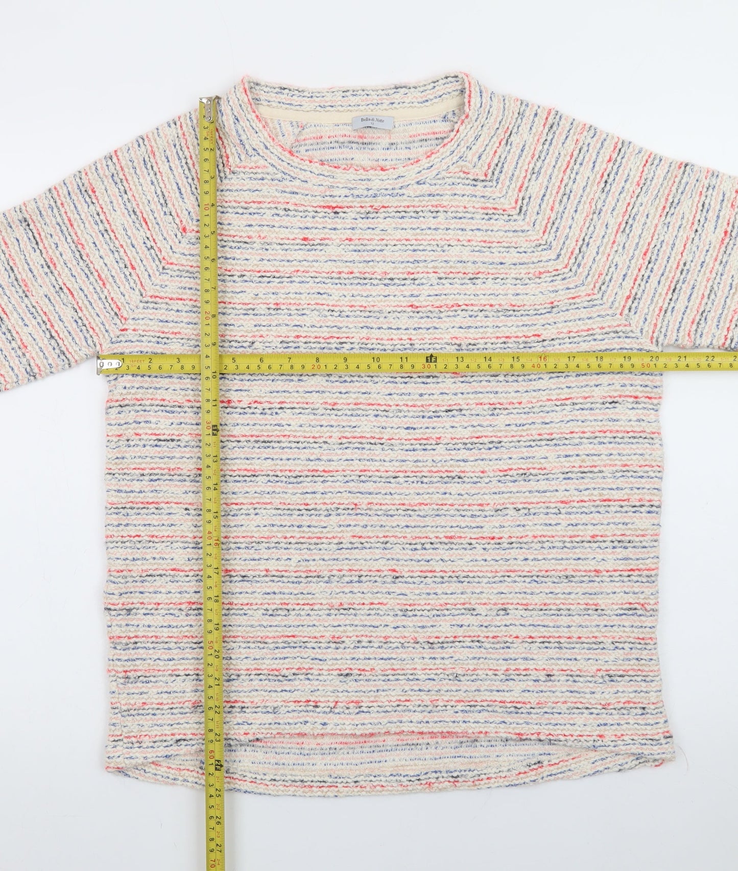 Bella di Notte Women’s Multicoloured Striped Cotton Knit Jumper Size 12