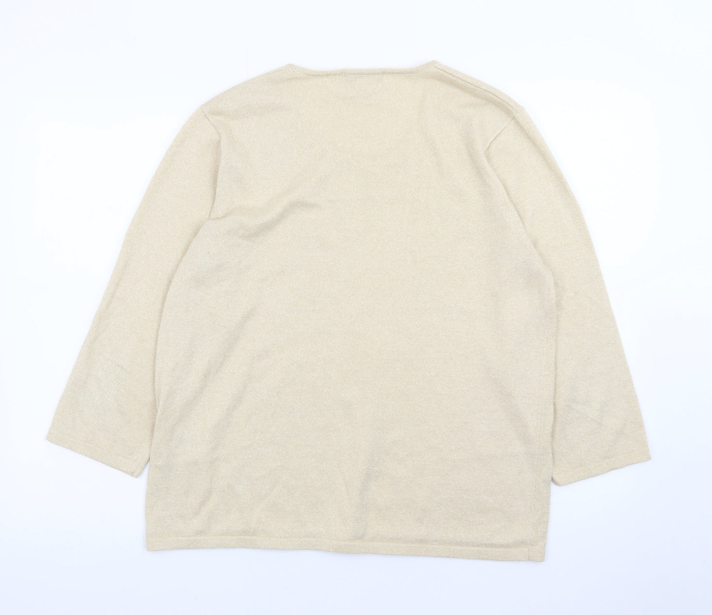 Allison Daley Women's Beige Knit Pullover Jumper L Scoop Neck