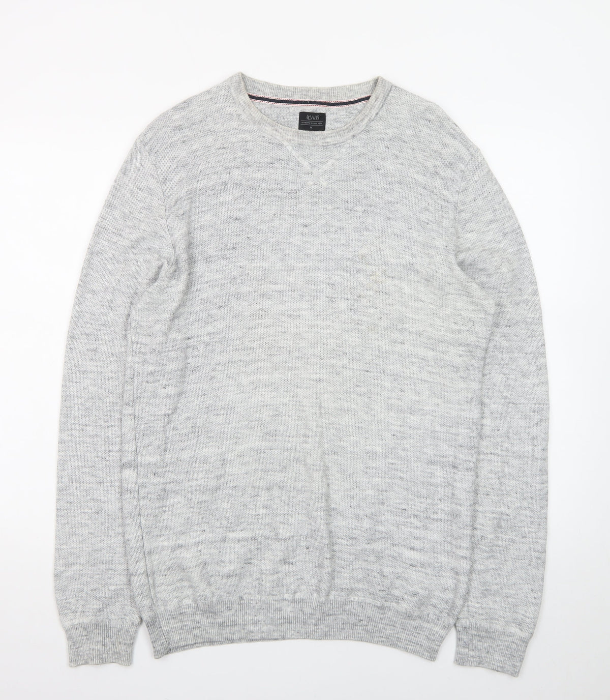 Back view of ACW85 Men's Grey V-Neck Knit jumper, size M
