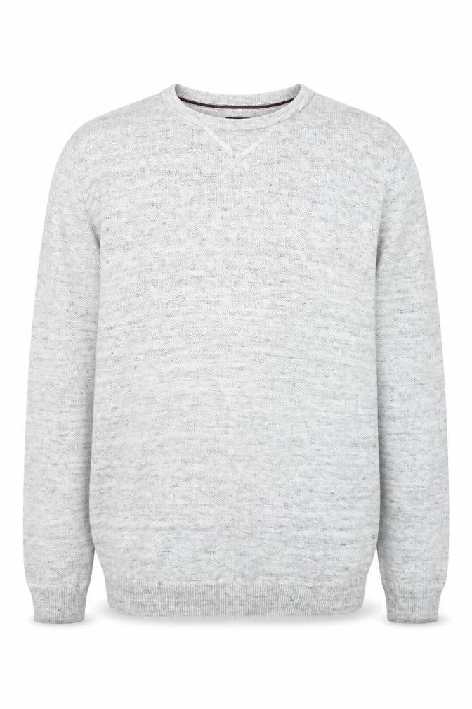 Front view of ACW85 Men's Grey V-Neck Knit jumper, size M