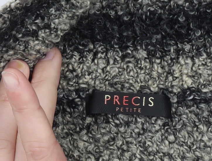 Precis Petite Women's Grey Striped Chunky Knit Wool Blend Jumper Size S