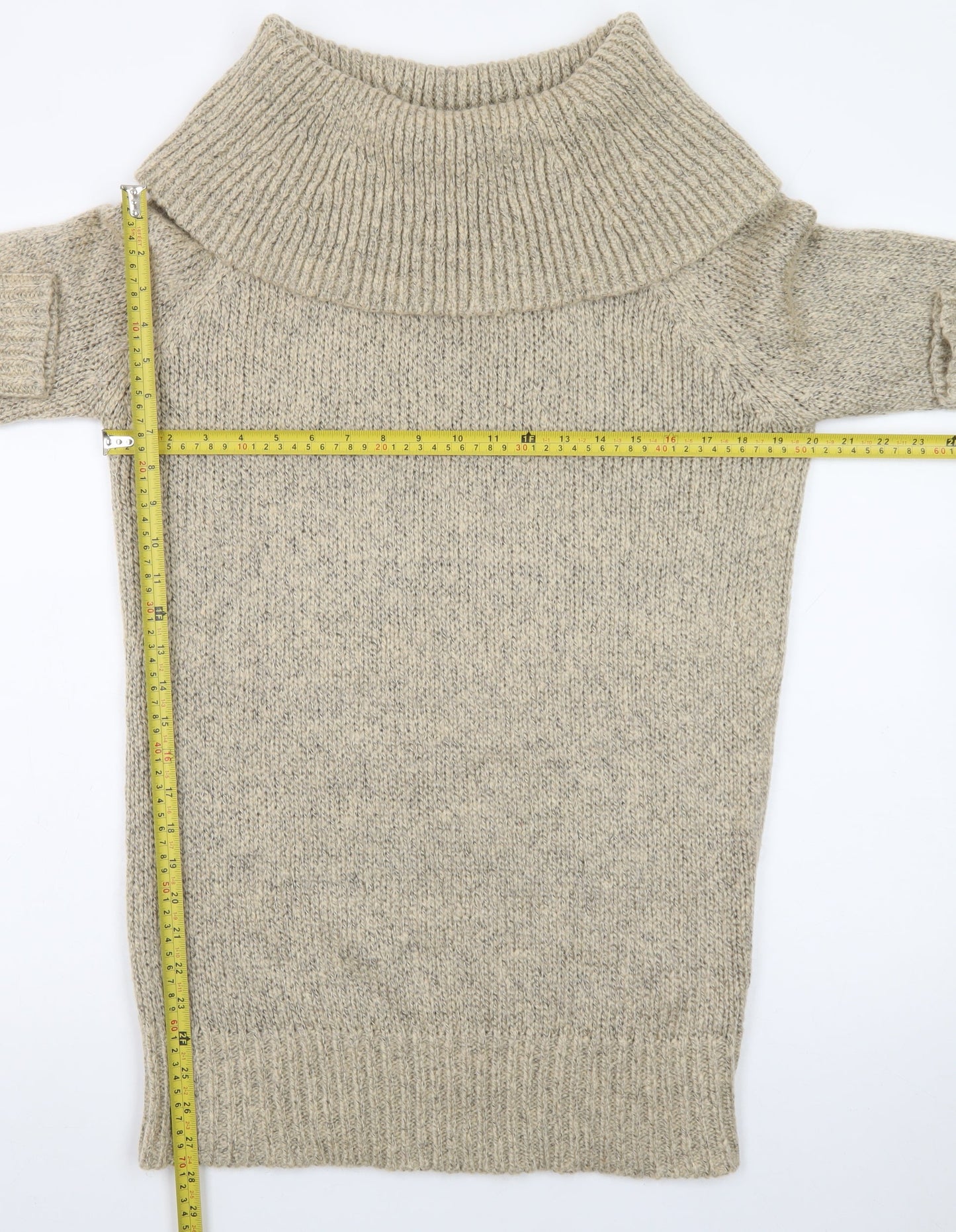 New Look Womens Beige Knit Roll Neck Jumper Dress M