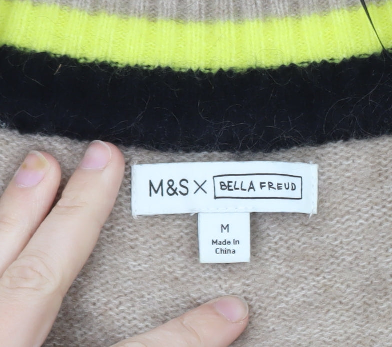 Marks and Spencer Bella Freud Womens Beige V-Neck Wool Jumper M