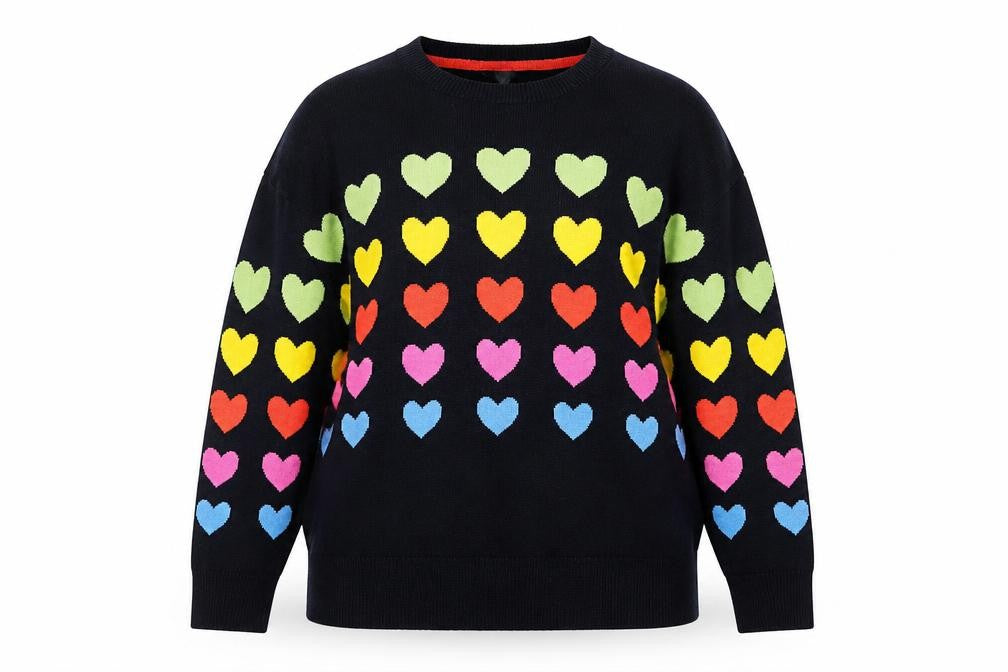 M&Co Women’s Multicoloured Heart Pattern Cotton Jumper UK 10