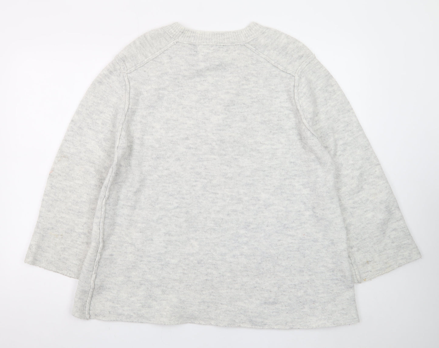 Zara Women Grey Wool Blend Knit Pullover Jumper Size S