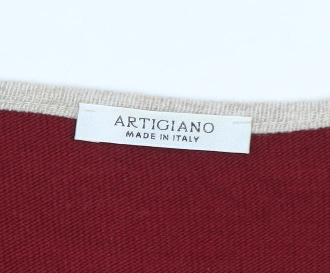 Artigiano Women's Red Geometric Knit Sleeveless Vest M
