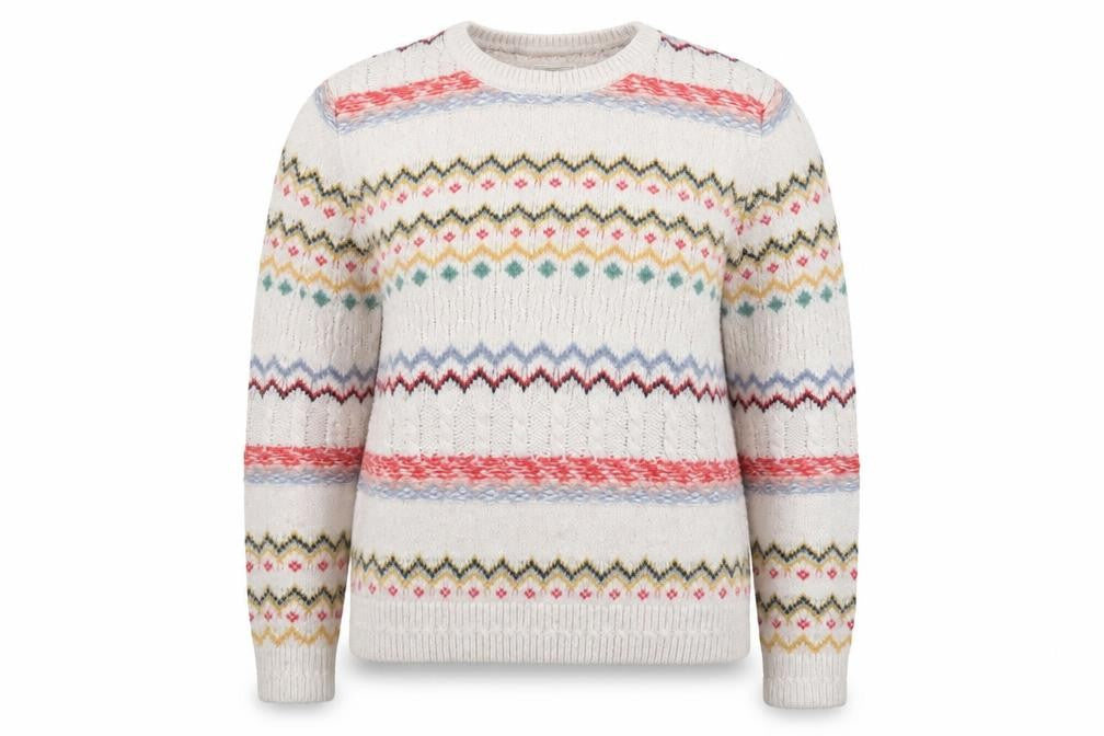 FatFace Women's Beige Fair Isle Knit Jumper Size 14