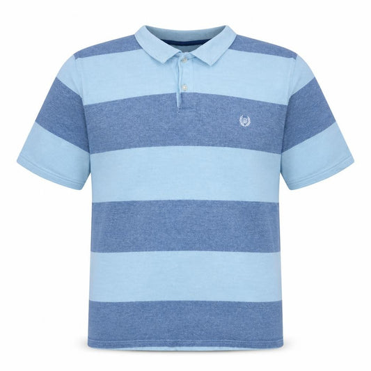 Chaps Men's Blue Striped 2XL Cotton Polo Shirt