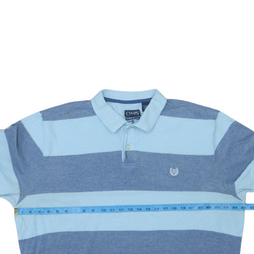 Chaps Men's Blue Striped 2XL Cotton Polo Shirt