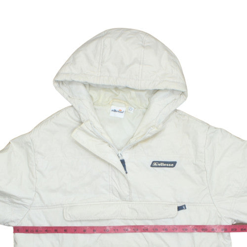 Ellesse Womens Ivory Hooded Anorak Jacket UK 14 Mid-Length Zip