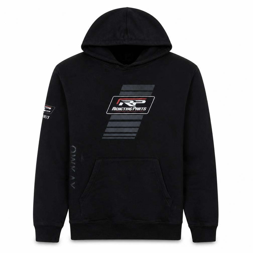 Russell Men's Black Pullover Hoodie RP Reactive Parts Logo Size L