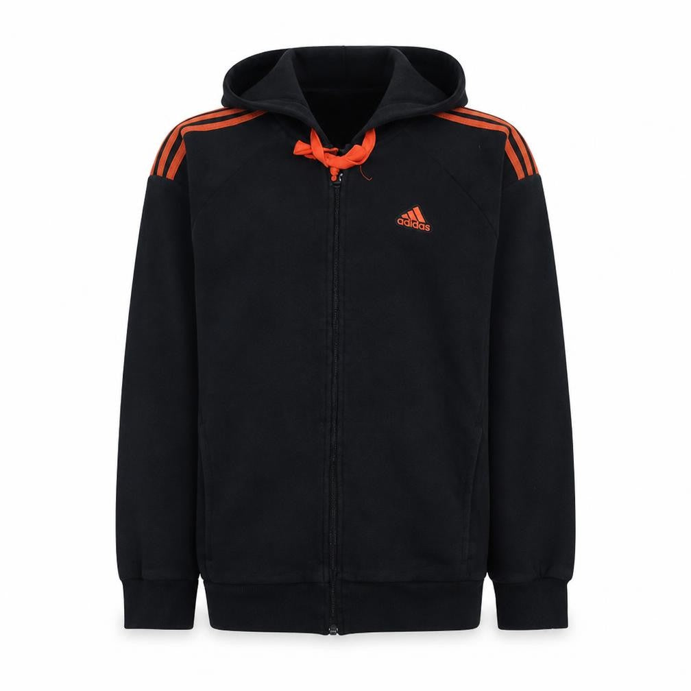 Front view of adidas Men's Black Full Zip Hoodie S Sports Fleece Jacket